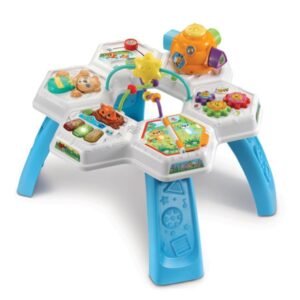 VTech Busy Bee 2-in-1 Activity Table with Music, Shape Sorter & Learning Zones for Babies & Toddlers